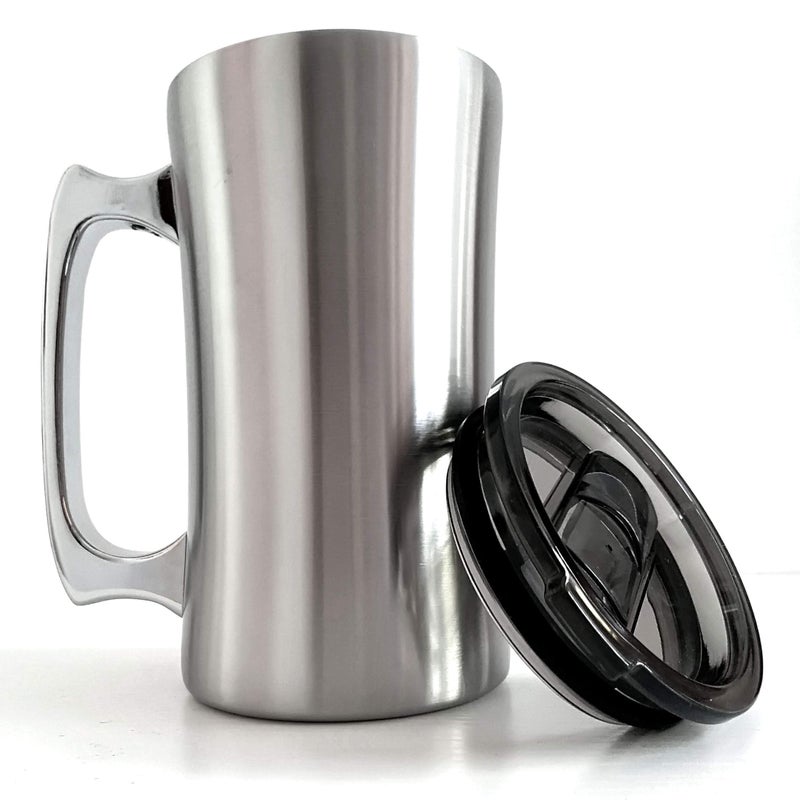 OrgMemory Insulated Cup, Stainless Steel Coffee Mug, 20 oz Coffee Mug, (560 ml), Double Wall Beer Stein, Tumbler with Handle, Insulated Beer Mug with Lid - Image 3
